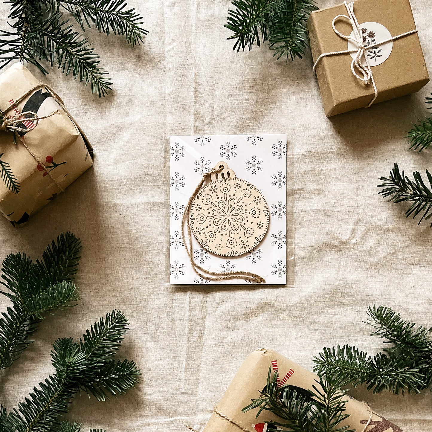 Handmade Wooden Ball Ornament - 3" - Multiple Designs