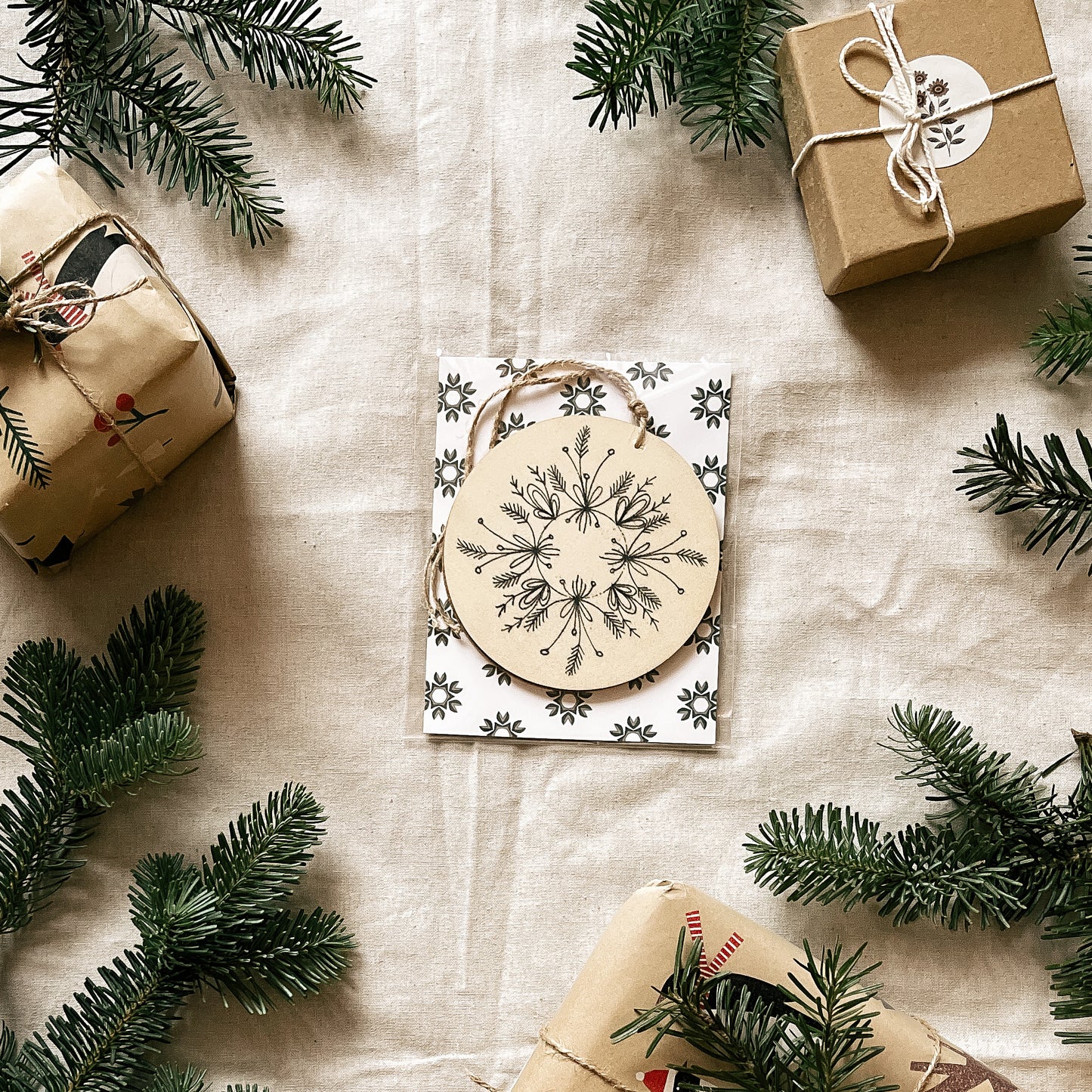 Handmade Wooden Ball Ornament - 4" - Coaster Design - Multiple Designs