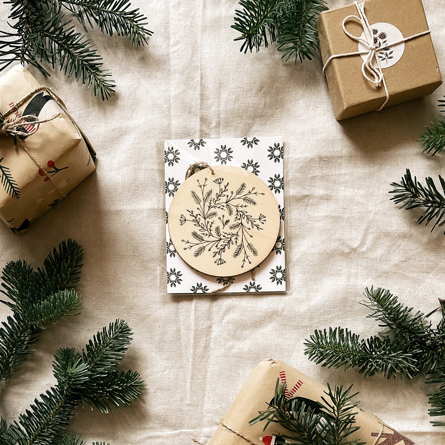 Handmade Wooden Ball Ornament - 4" - Coaster Design - Multiple Designs