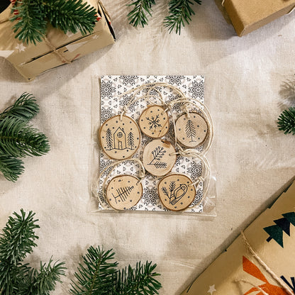Handmade Wooden Ornaments - Set of 6