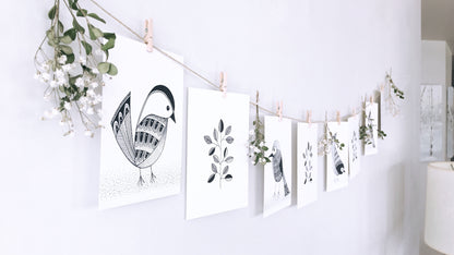 Decorative Clothesline-Four birds & leaf design