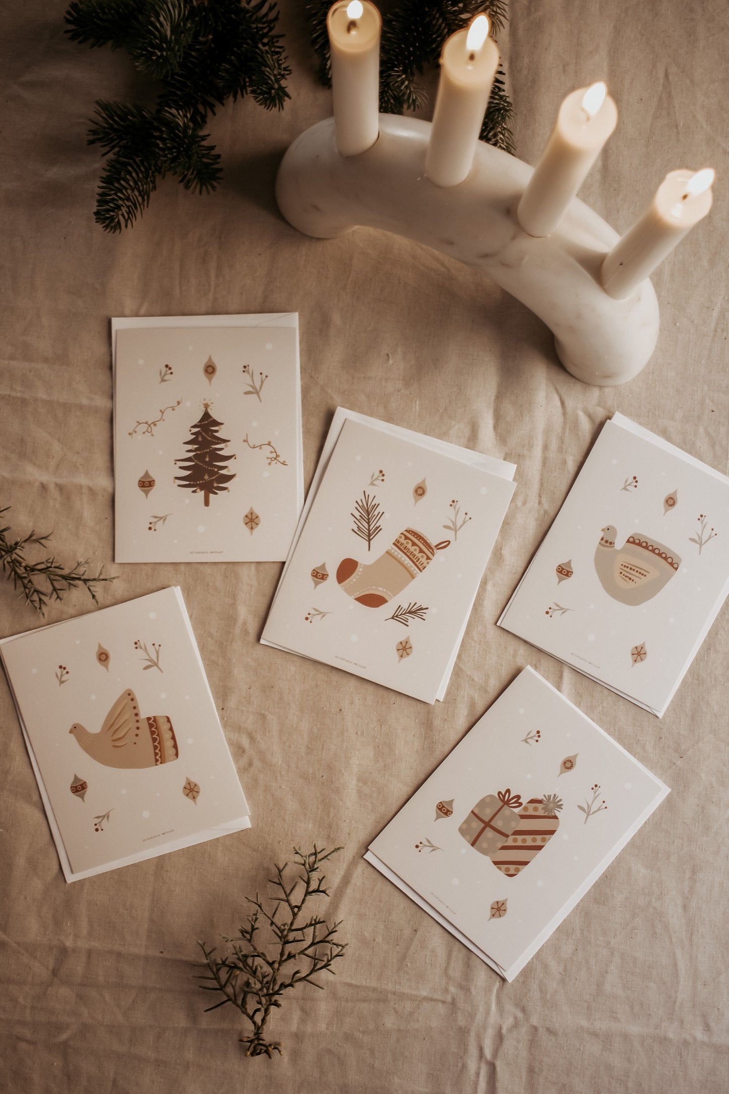 Postcards & Envelopes - Pack of 5 - Festive Set by Natasha Prévost