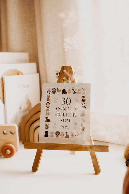 Game & Decor Cards Set - 30 Animals and Their Names by Natasha Prévost