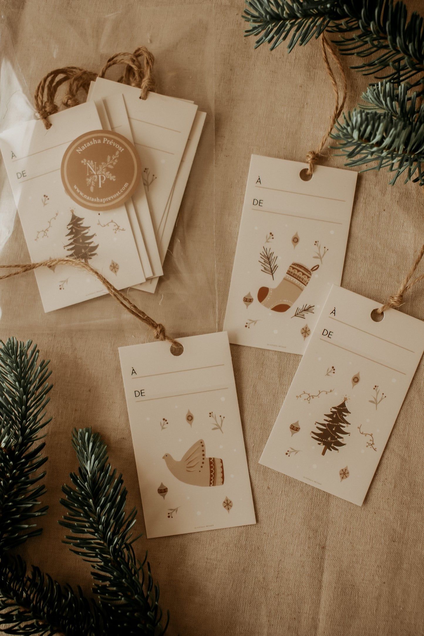 Gift Tags - Pack of 6 - Festive Set by Natasha Prévost
