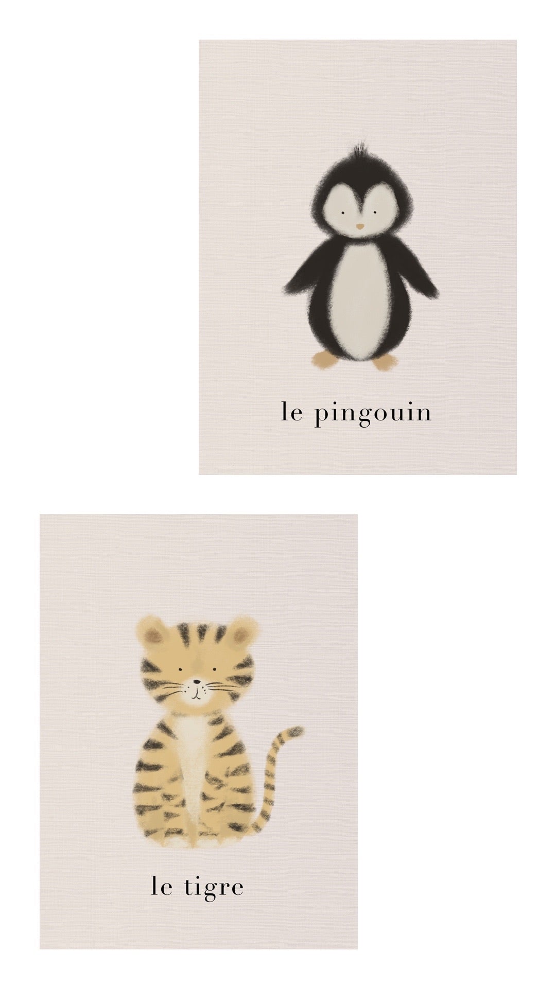 Game & Decor Cards Set - 30 Animals and Their Names by Natasha Prévost