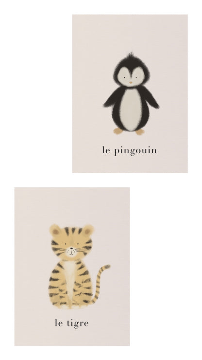 Game & Decor Cards Set - 30 Animals and Their Names by Natasha Prévost