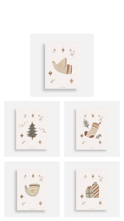 Postcards & Envelopes - Pack of 5 - Festive Set by Natasha Prévost