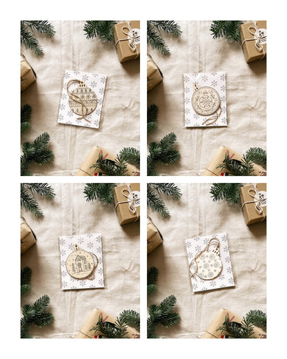 Handmade Wooden Ball Ornament - 3" - Multiple Designs