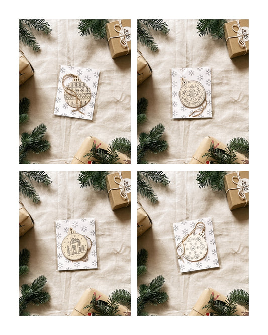 Handmade Wooden Ball Ornament - 3" - Multiple Designs