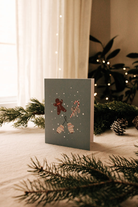 Carte de souhaits-4”x6”-Papier lin-Pain d’épices