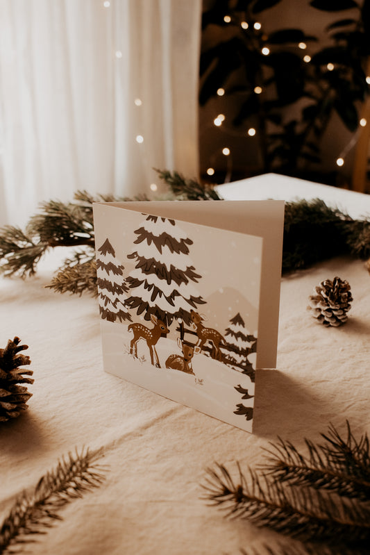 Greeting Card-5"x 5”-Holiday Collection-Trois petits cerfs