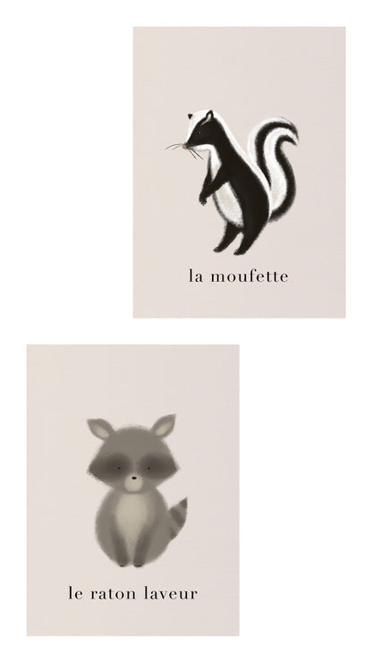 Game & Decor Cards Set - 30 Animals and Their Names by Natasha Prévost