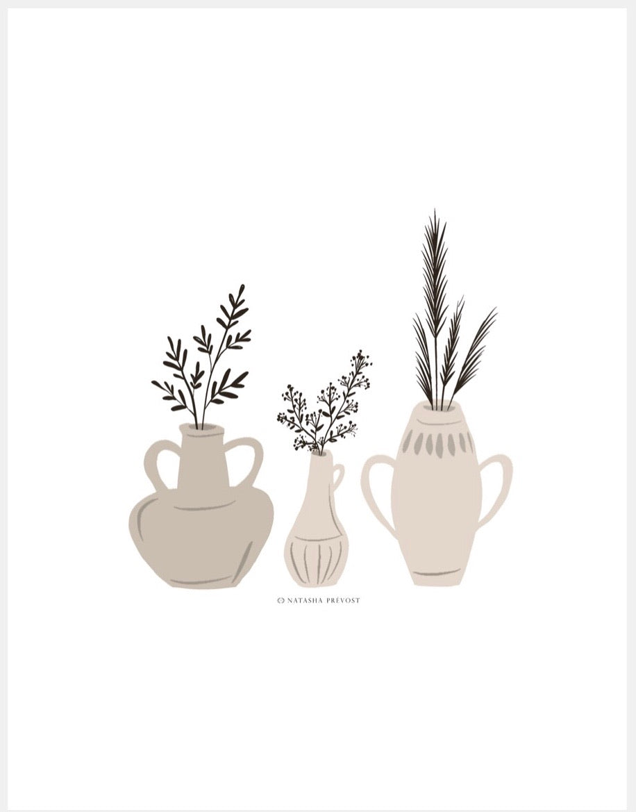 Watercolor Pretty Pots Print 11x14 - Natasha PrΓ©vost