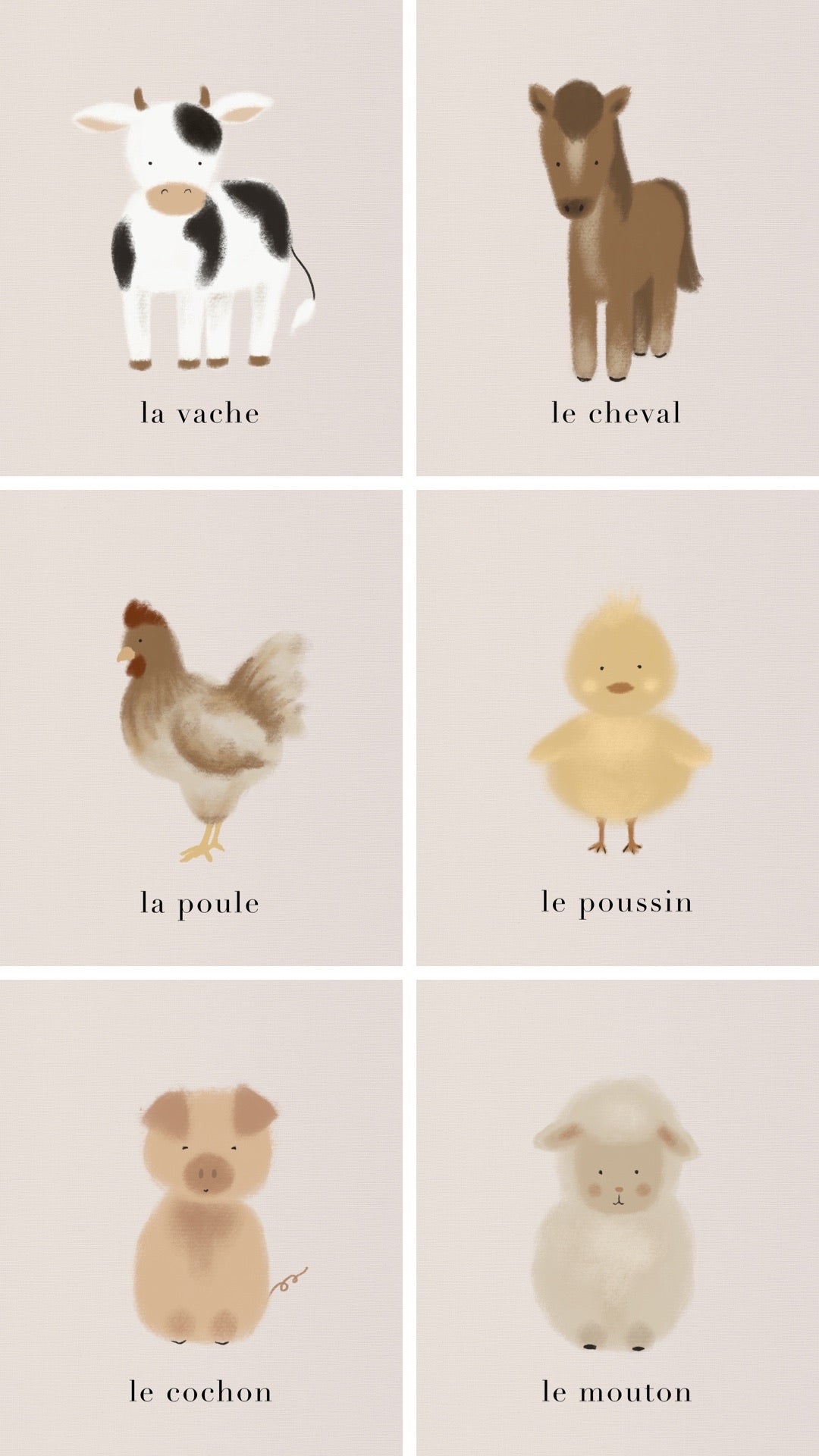 Game & Decor Cards Set - 30 Animals and Their Names by Natasha Prévost