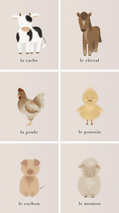 Game & Decor Cards Set - 30 Animals and Their Names by Natasha Prévost