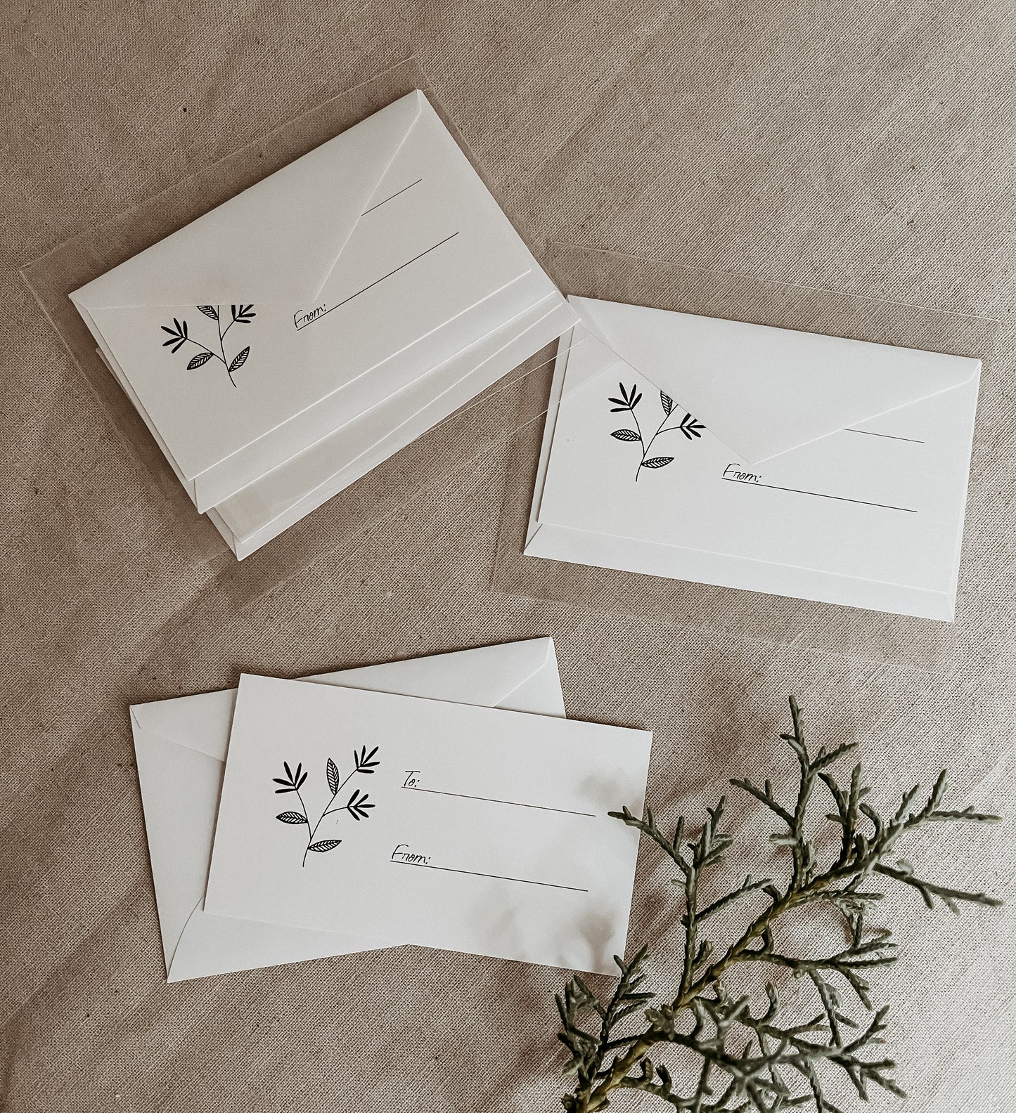 Mini Cards & Envelopes - Pack of 4 - Leaf Branch 2 by Natasha Prévost