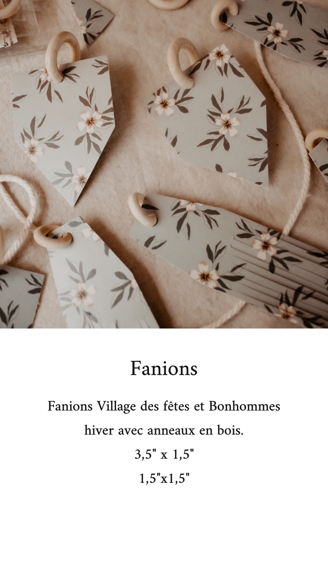 Banner with Illustrated Cardboard & Wooden Rings - 9 Pieces - Pattern 4 by Natasha Prévost