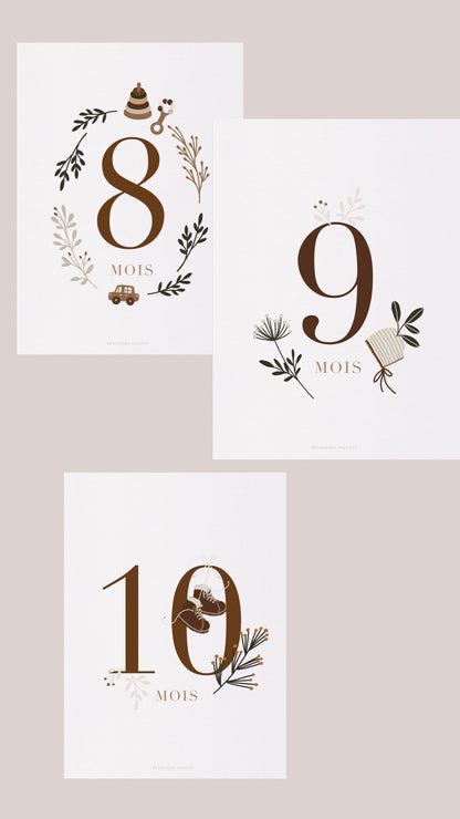 Baby's 12 Months Cards Set - 16 Cards - Unisex by Natasha Prévost