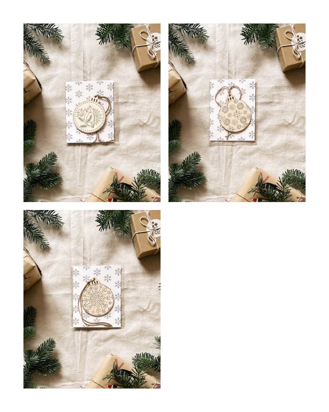 Handmade Wooden Ball Ornament - 3" - Multiple Designs