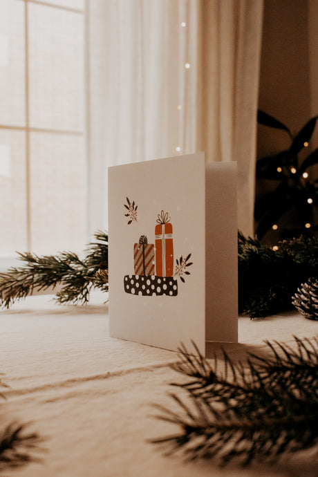 Carte de souhaits-4”x6”-Papier lin- Cadeaux