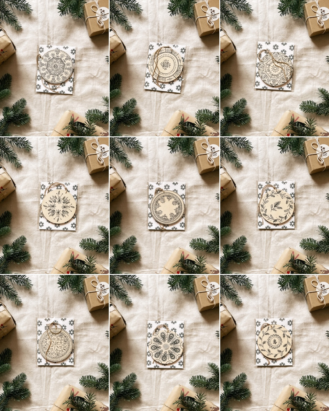 Handmade Wooden Ball Ornament - 4" - Coaster Design - Multiple Designs