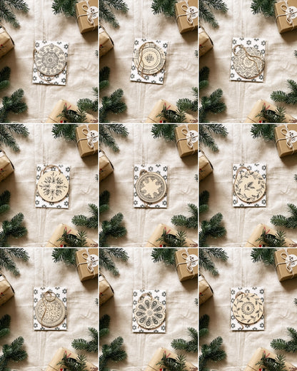 Handmade Wooden Ball Ornament - 4" - Coaster Design - Multiple Designs