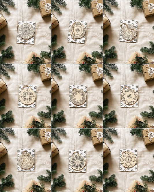 Handmade Wooden Ball Ornament - 4" - Coaster Design - Multiple Designs